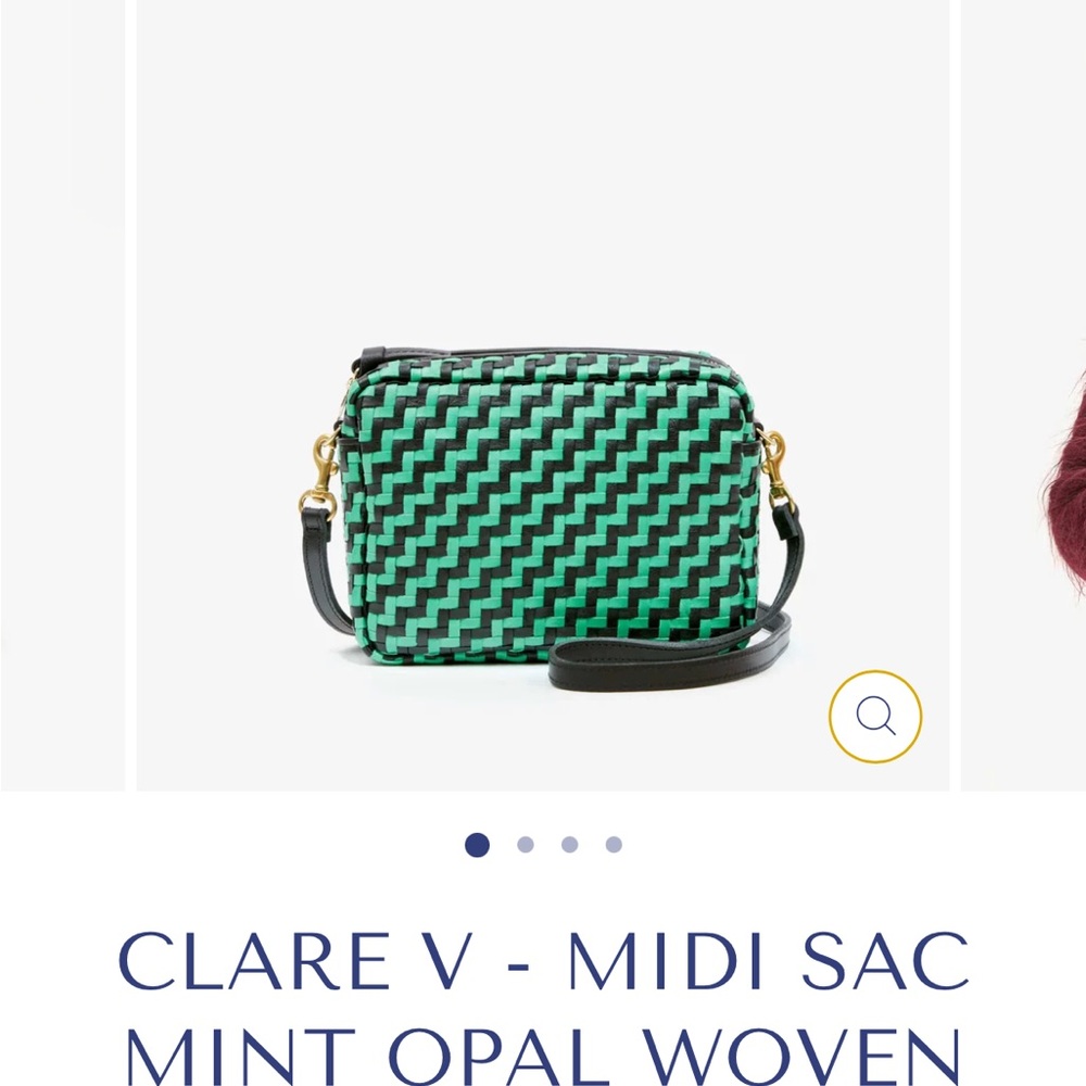 Clare V Green and Black Woven Crossbody Bag